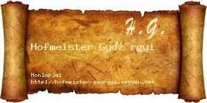 Hofmeister Györgyi névjegykártya